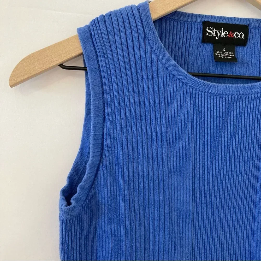Y2K Blue Sweater Tank Vest Small Cotton